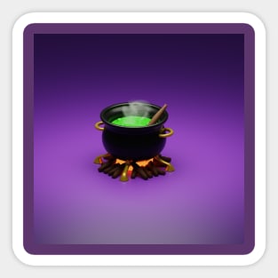 3d rendered cauldron pot perfect for haloween design project Sticker